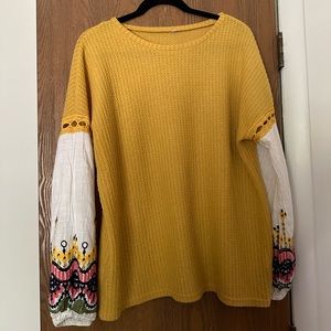 Yellow (multi colored balloon sleeve) sweater